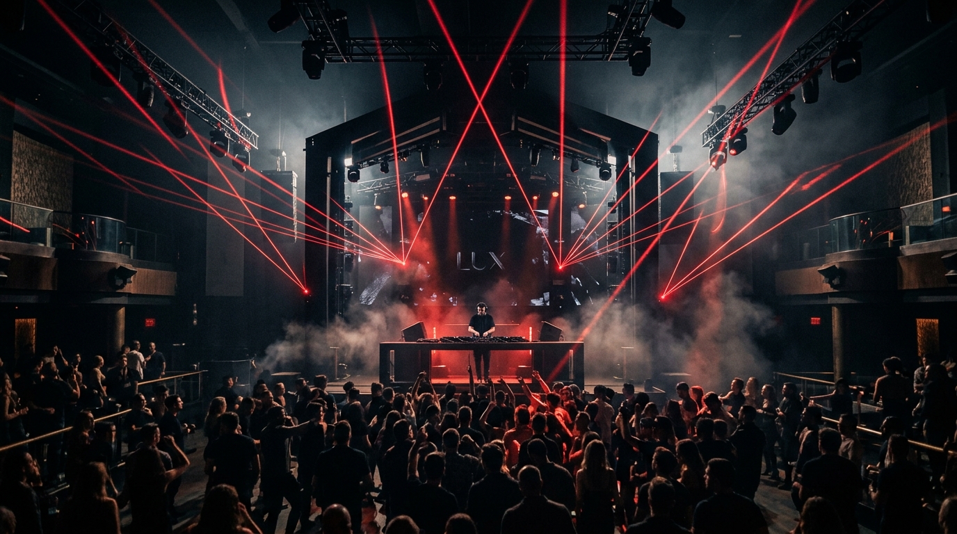 DJ Stage Red Lasers Background